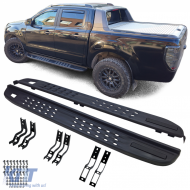 Black perforated running boards suitable for Ford Ranger T6 T7 T8 T9 including Raptor - ODRBSSF6014128