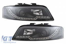 Black Tube Light Headlights suitable for Audi A4 B6 (2000-2004) - HLAUA4B6BLED