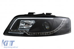 Black Tube Light Headlights suitable for Audi A4 B6 (2000-2004)-image-6105858