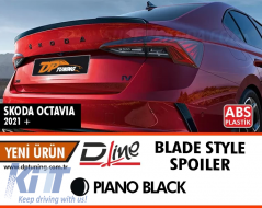 image-4-Blade Style Spoiler geeignet für Octavia Mk4, Klavier Schwarz ABS / 2020 nach