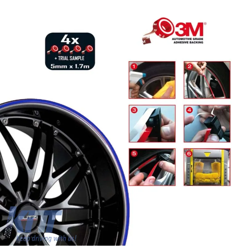 Blue Wheels Adhesive Stripes 5mm X 1.7m 4Pcs Butzi