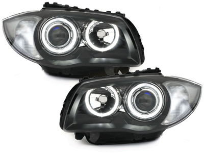 BMW 1-es E87 2004-2007 Angel Eyes fényszóró 2 körgyűrűs fekete-image-5989977
