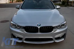 BMW 3-as F30 F31 vese rács szett Double Stripe M Design zongoralakk fekete-image-5991619