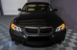 Фарове подходящи за BMW 3 Series E90 Sedan E91 Touring (03.2005-08.2008) Angel Eyes 2 Halo Джанти Черен-image-6082830