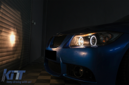 Фарове подходящи за BMW 3 Series E90 Sedan E91 Touring (03.2005-08.2008) Angel Eyes 2 Halo Джанти Черен-image-6083979
