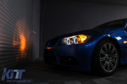 Фарове подходящи за BMW 3 Series E90 Sedan E91 Touring (03.2005-08.2008) Angel Eyes 2 Halo Джанти Черен-image-6083980