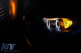 Фарове подходящи за BMW 3 Series E90 Sedan E91 Touring (03.2005-08.2008) Angel Eyes 2 Halo Джанти Черен-image-6083982