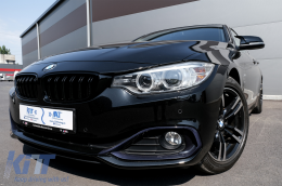 BMW 4-es F32 (2013-tól) vese hűtőrács szett Double Stripe M Design zongoralakk fekete-image-6072539