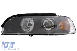 BMW E39 5-ös széria 95-00 fényszóró - 2 körgyűrűs - fekete-image-6090429