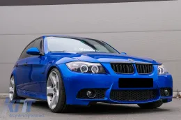 BMW E90 E91 Pre-LCI 3-as sorozat (2005-2008) első vese rács, dupla csíkos M Design, zongoralakk fekete-image-6089252