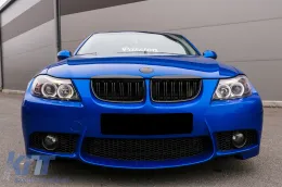 BMW E90 E91 Pre-LCI 3-as sorozat (2005-2008) első vese rács, dupla csíkos M Design, zongoralakk fekete-image-6089255