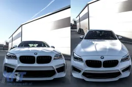 BMW F10 5-ös sorozat (2010-től) hűtőrács vese rács, dupla csíkos M Design, zongoralakk fekete-image-6069927