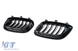BMW X3 G01 (2017.11-től) és X4 G02 (2018.02-től) középső vese hűtőrács, dupla csíkos M dizájn, zongoralakk fekete-image-6239303