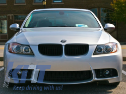 Body Kit подходящ за BMW E90 3 Series 04-08 Non-LCI M3 Дизайн with Решетка Double Stripe Piano Black-image-6020750