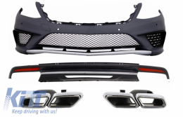 image-74-Body Kit Bumper Diffuser suitable for Mercedes S-Class W222 Sport Line Package (2013-06.2017) Exhaust Muffler Tips S63 Design