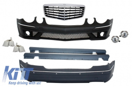 Body Kit + Central Grille suitable for MERCEDES-Benz E-Class W211 2002-2009 E63 A-Design - COCBMBW211AMGRFGTY