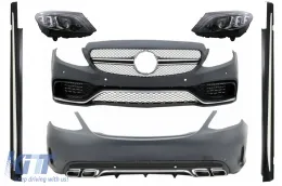 image-5-Body Kit con Full LED Faros para Mercedes C W205 Sedan 2014-2018 C63 Design