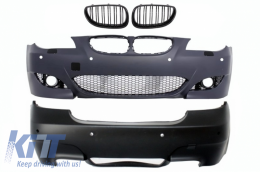 image-18-Body Kit für BMW 5er E60 03-07 Stoßstange Gitter Doppelstreifen Schwarz M5 Look