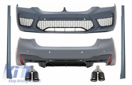 image-15-Body Kit für BMW 5er G30 17-19 M5 Look Stoßstange Auspuff Endrohre