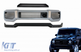 Body Kit Front Bumper Spoiler LED DRL Extension suitable for Mercedes G-Class W463 (1989-2017) G65 Design - COFBMBW463AMGBKB