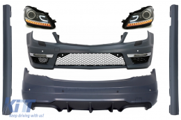 image-14-Body Kit katállhlo gia Mercedes C-Class W204 (2007-2015) Ananéosh C63 Schediasmós with LED Fanária Emprós