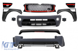 Body Kit Land Range Rover Sport L320 Facelift (2009-2013) Autobiography dizájn fekete / piros rács-image-6086383