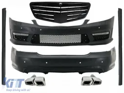 image-53-Body Kit LWB suitable for Mercedes S-Class W221 (2005-2011) with Central Grille Piano Black and Exhaust Muffler Tips Tail Pipes