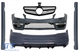 image-73-Body Kit me Athlhtikó Emprós Grília Mavro katállhlo gia Mercedes C-Class W204 (2007-2014) Ananéosh C63 Schediasmós