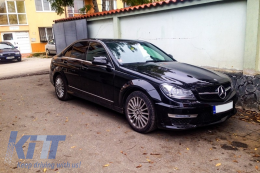 Body Kit me Athlhtikó Emprós Grília Mavro katállhlo gia Mercedes C-Class W204 (2007-2014) Ananéosh C63 Schediasmós-image-6024842