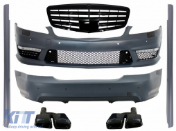 image-10-Body Kit MERCEDES Benz W221 S-osztály 2005-2011, S63 S65 AMG Dizájn, kipufogóvégekkel, fekete, rövid tengelytáv