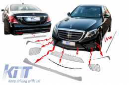 Body Kit Package Ornaments Chrome Moldings suitable for Mercedes S-Class W222 (2013-up) S65 Design