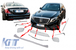 image-3-Body Kit Package Ornaments Chrome Moldings suitable for Mercedes S-Class W222 (2013-up) S65 Design