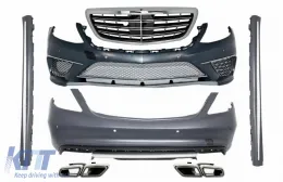 image-53-Body Kit per Mercedes W222 S 13-07.17 Paraurti Punte Scarico S65 S63 Look