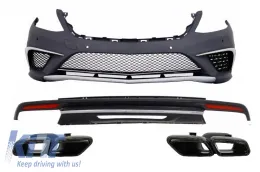 image-40-Body Kit prikladan za Mercedes S-klasu W222 Sport Line Package (2013-06.2017) S63 Dizjan s crnim vrhovima prigušivača ispušnog sustava