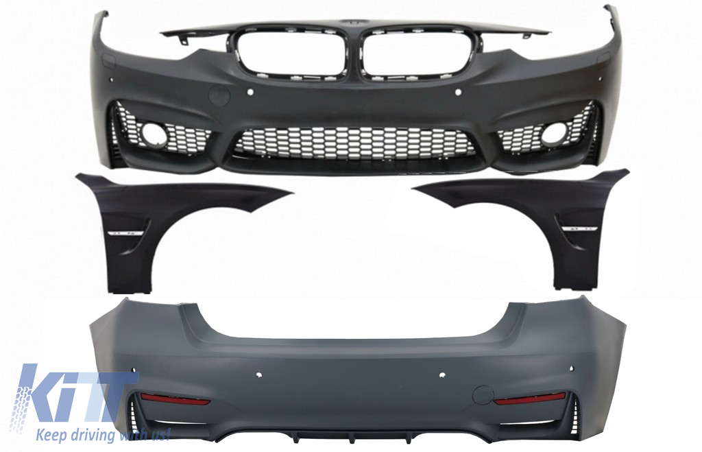BMW 3-as sorozatú F30 F31 nem LCI és LCI (2011-2018) M3 Sport Design első sárvédőkkel fekete krómozott karosszéria-készlethez