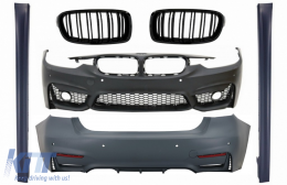 Body Kit suitable for BMW 3 Series F30 Non LCI & LCI (2011-2018) With Side Skirts and Central Grilles Double Stripe M3 Sport EVO Design - COCBBMF30M3DRBSSFG