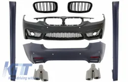 image-59-Body Kit suitable for BMW 3 Series F30 Non LCI & LCI (2011-2018) With Side Skirts Exhaust Muffler Tips and Central Grilles M3 Sport EVO Design