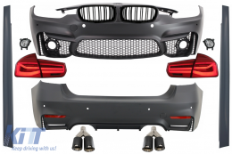 Body Kit suitable for BMW 3 Series F30 (2011-2019) with LED Taillights Dynamic Sequential Turning Light and Exhaust Muffler Tips Carbon - COCBBMF30EVOFGRC