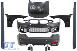 image-14-Body Kit suitable for BMW 3 Series F30 (2011-2019) EVO II M3 CS Design with Front Fenders Black and Hood Bonnet & Muffler Tips Carbon