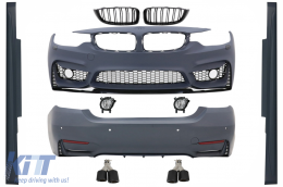 Body Kit suitable for BMW 4 Series F32 Coupe F33 Cabrio (2013-03.2019) M4 Design with Grilles and Exhaust Tips Carbon - COCBBMF32M4DOWFGJET