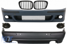 Body Kit suitable for BMW 5 Series E39 (1997-2003) Double Outlet M5 Design with Fog Lights Smoke and Central Grilles Piano Black - COCBBME39M5DOPSG