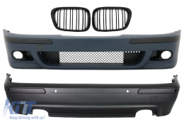 Body Kit suitable for BMW 5 Series E39 (1997-2003) M5 Look with Central Grille Double Stripe Piano Black - COCBBME39M5WFRBG