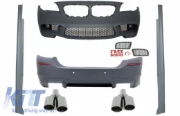 image-22-Body Kit suitable for BMW F10 5 Series (2011-up) Bumper Side Skirts + Exhaust Muffler Tips Quad M5 Design