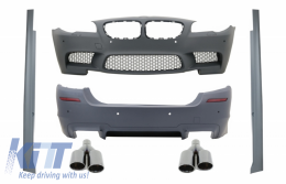 image-12-Body Kit suitable for BMW F10 5 Series (2011+) Front and Rear Bumper Side Skirts Exhaust Muffler Tips Quad M5 Design with PDC and SRA