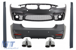 Body Kit suitable for BMW F30 (2011-2019) EVO II M3 CS Design with Exhaust Muffler Tips Quad M-Power Black - COCBBMF30EVOAB