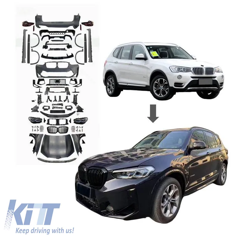 Body Kit suitable for BMW X3 F25 2011-2017 Upgrade to X3M Competition F97 LCI Look with Bumpers, Hood, Fenders, Lights