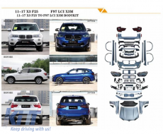 Body Kit suitable for BMW X3 F25 2011-2017 Upgrade to X3M Competition F97 LCI Look with Bumpers, Hood, Fenders, Lights