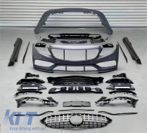 Body Kit suitable for Mercedes-Benz C-Class W205 14-20 Sedan A Design C63s Facelift Look With Grille & Exhaust Pipes Black Edition