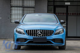 Body Kit suitable for Mercedes-Benz C-Class W205 14-20 Sedan A Design C63s Facelift Look With Grille & Exhaust Pipes Black Edition