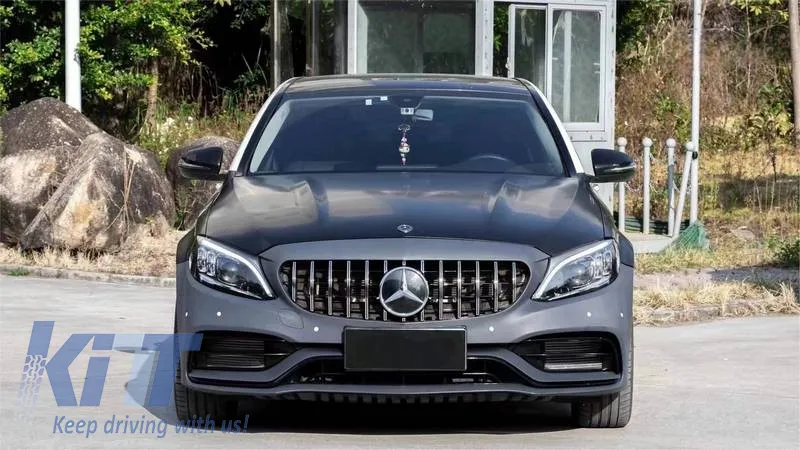 Body Kit suitable for Mercedes-Benz C-Class W205 14-20 Sedan A Design C63s Facelift Look With Fenders, Hood, Grille & Exhaust Pipes Black Edition